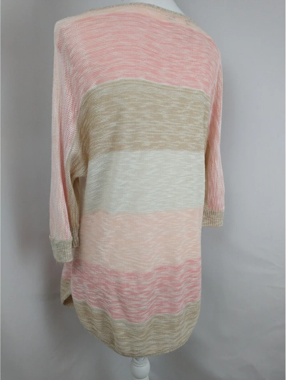 Two-one-two New York Petite, Knit Sweater, Pastel Colors, 3/4 Sleeve, Light,...